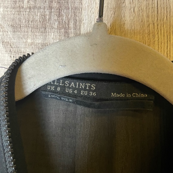 All Saints 100% Silk Zipper Front Little Black Dress - Picture 7 of 8